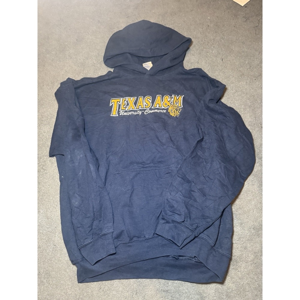 Vintage Texas A&M Commerce Hoodie Gildan Heavy Blend Navy Blue College XL
